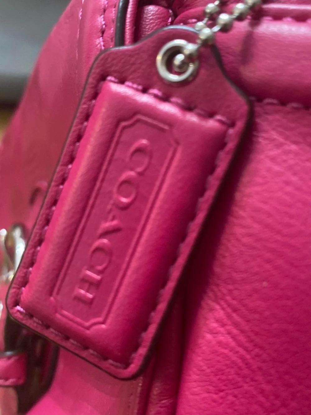 Coach Hot Pink Leather Crossbody Bag with Silver Buckle
